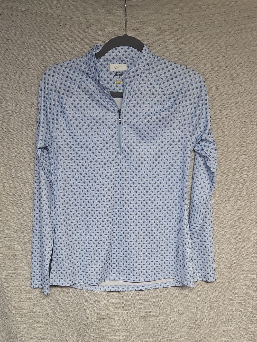 Greg Norman Collection Light Blue Printed Quarter-Zip Long Sleeve Top